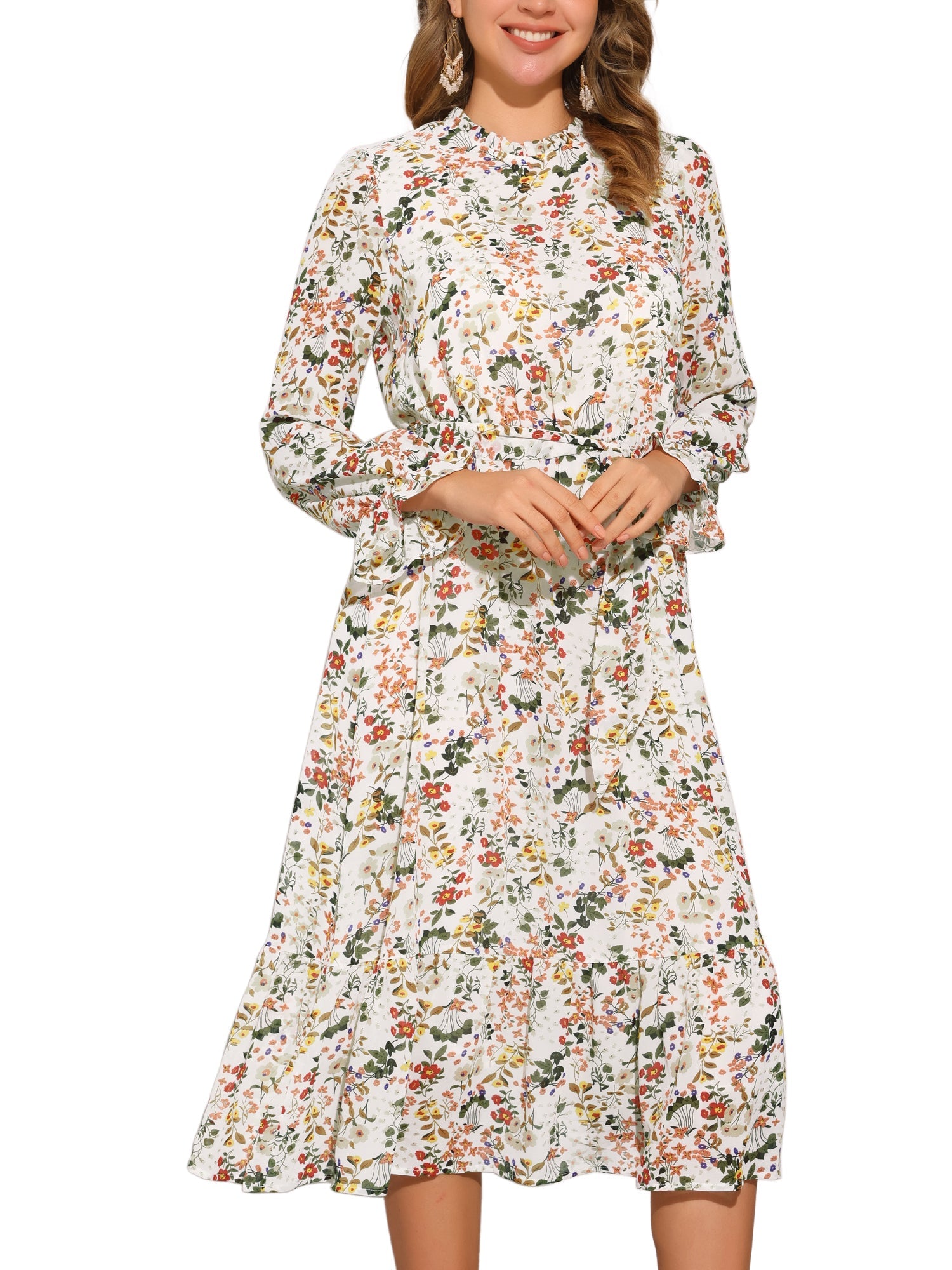 Florvessa - Women’s Floral A-Line Midi Dress
