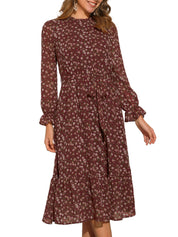 Florvessa - Women’s Floral A-Line Midi Dress