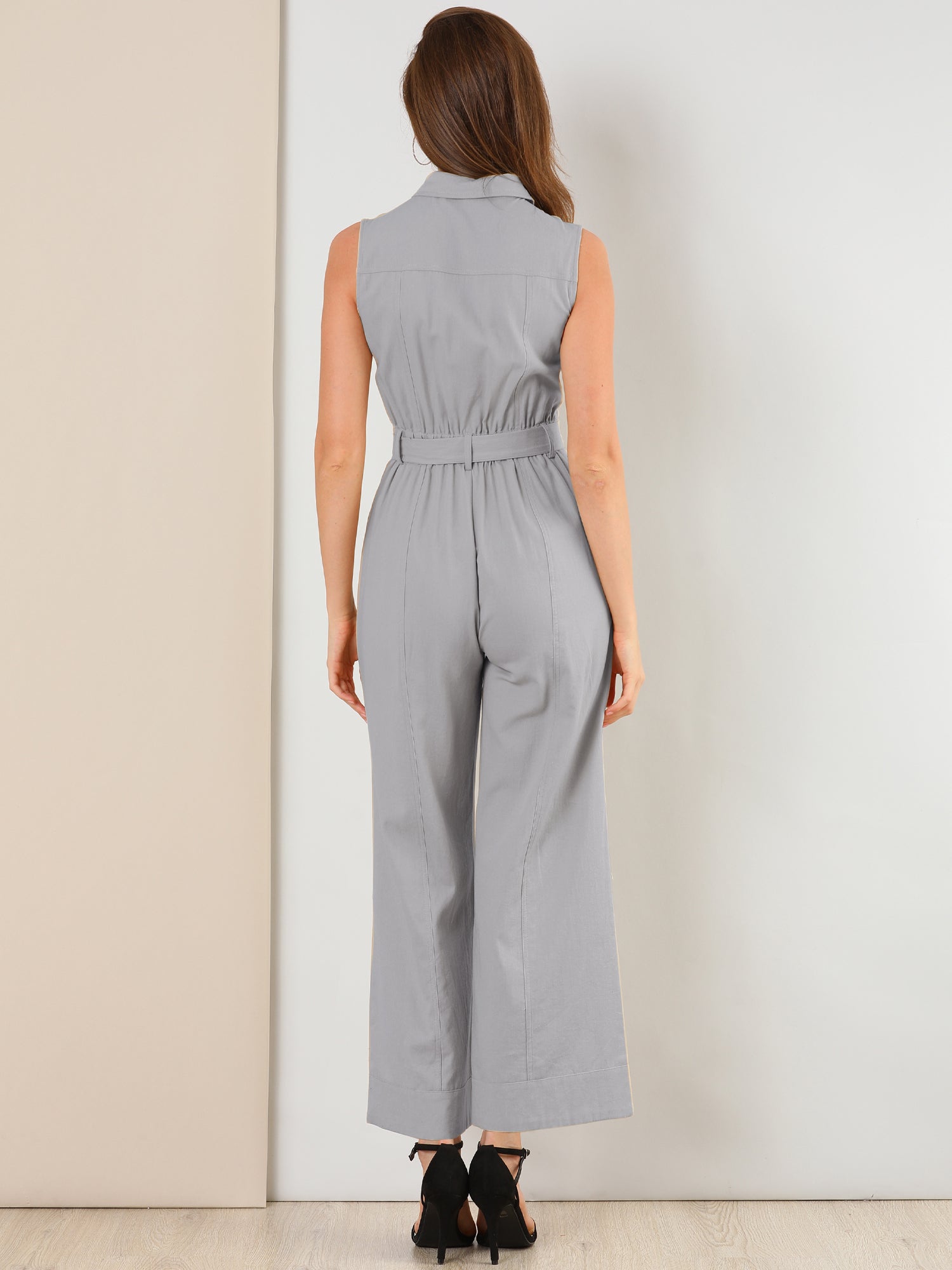 Cotviera - Women’s Button Down Wide Leg Jumpsuit