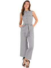 Cotviera - Women’s Button Down Wide Leg Jumpsuit