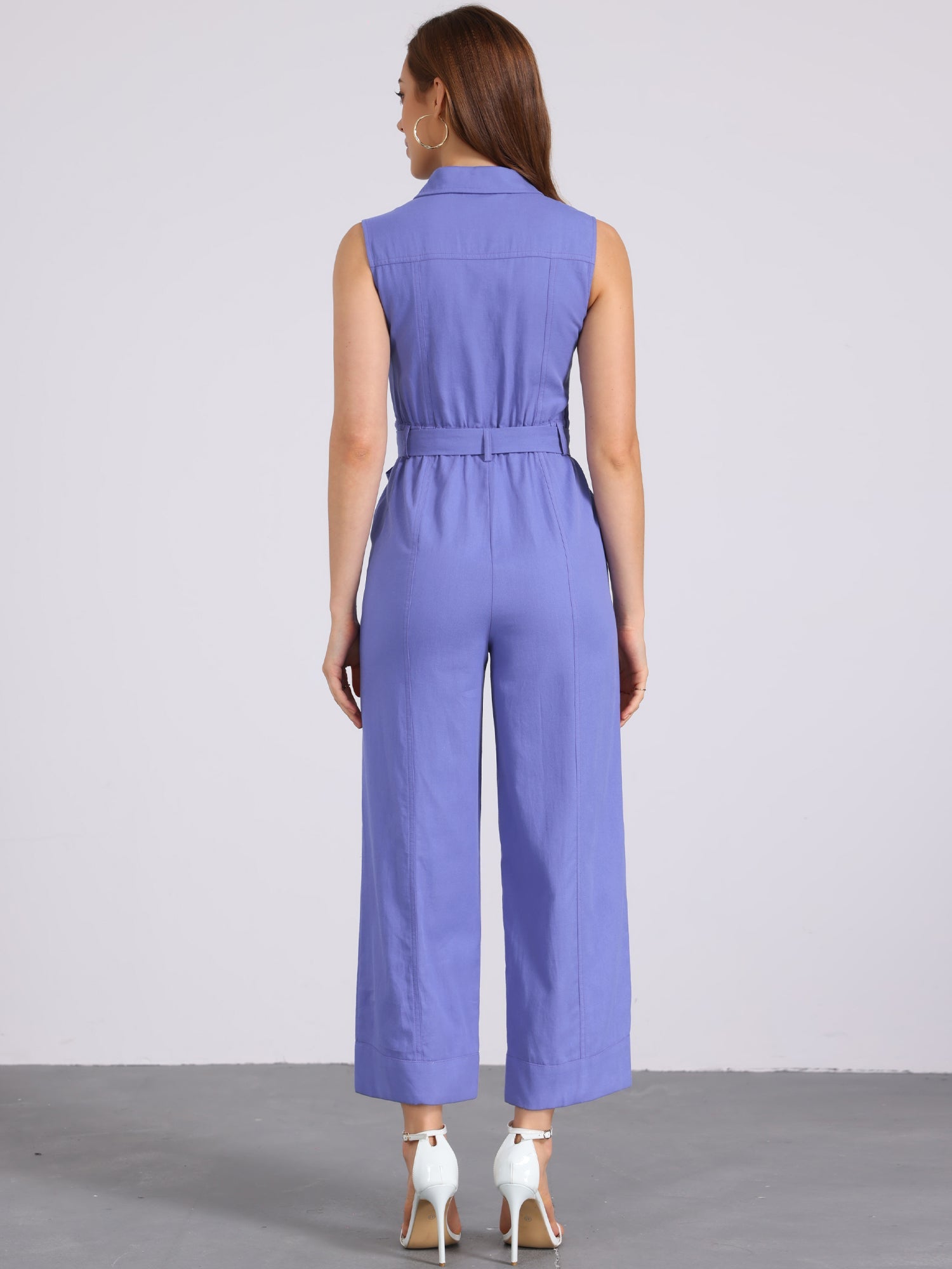 Cotviera - Women’s Button Down Wide Leg Jumpsuit