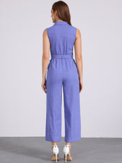 Cotviera - Women’s Button Down Wide Leg Jumpsuit