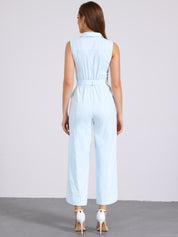 Cotviera - Women’s Button Down Wide Leg Jumpsuit