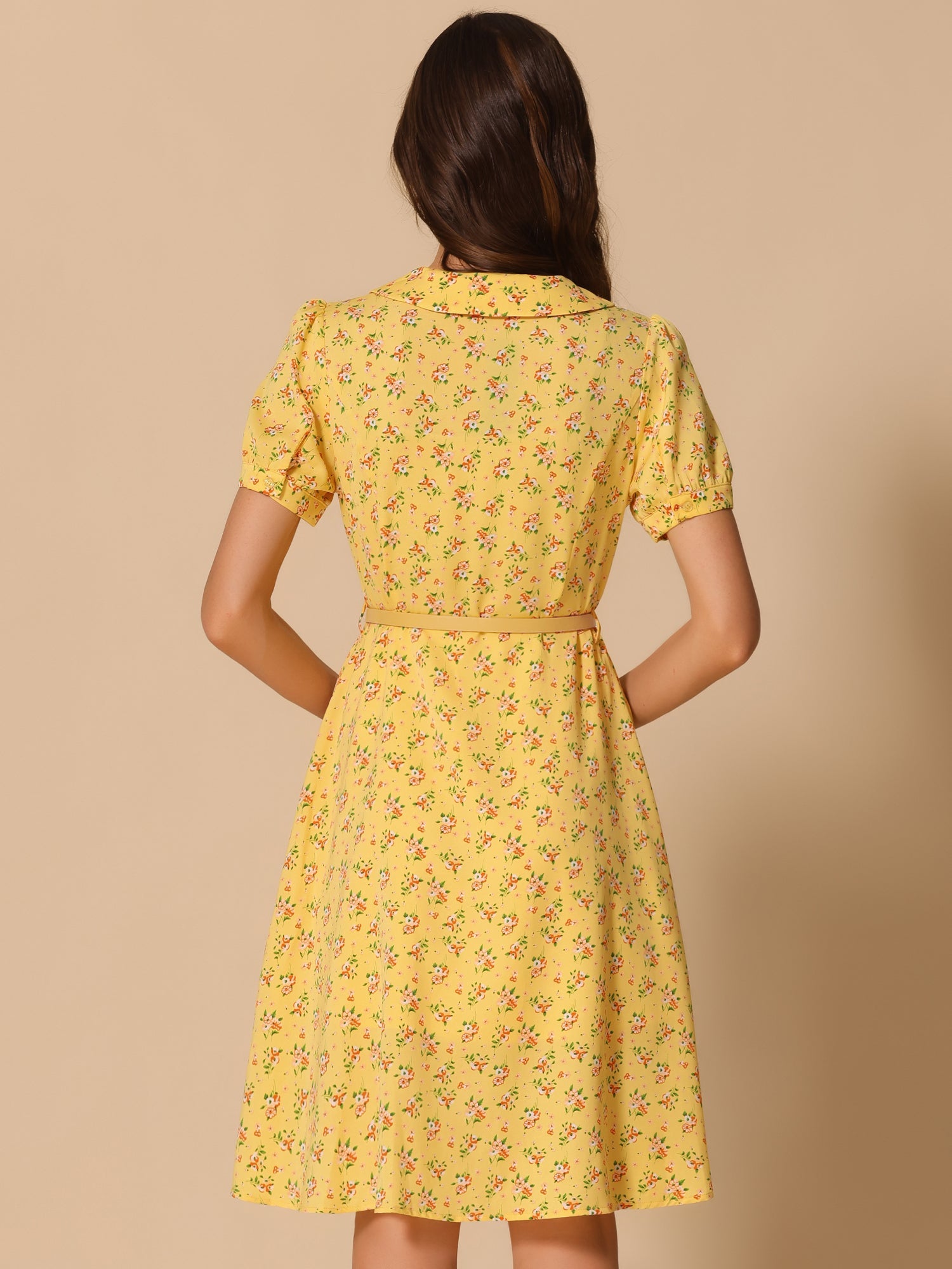Petrella - Women’s Floral Peter Pan Collar Dress