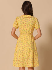 Petrella - Women’s Floral Peter Pan Collar Dress