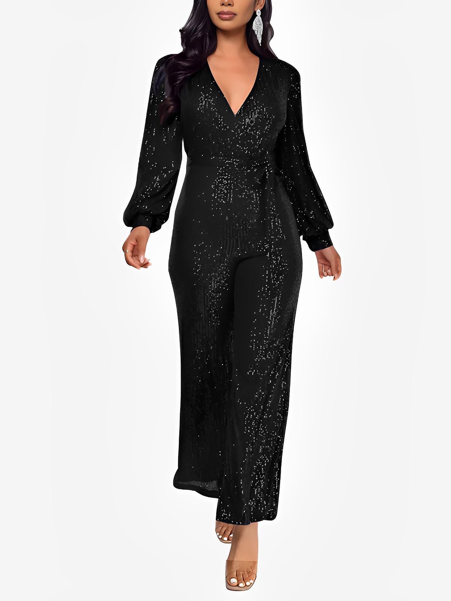 Glimvera - Women’s Glitter Long Sleeve Jumpsuit