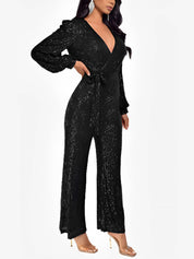 Glimvera - Women’s Glitter Long Sleeve Jumpsuit