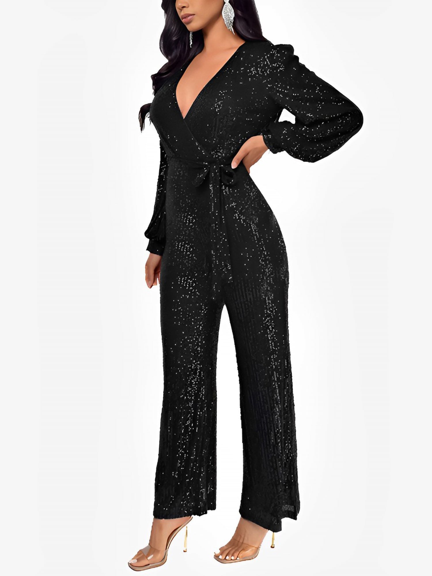 Glimvera - Women’s Glitter Long Sleeve Jumpsuit