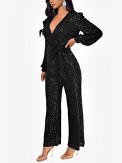 Glimvera - Women’s Glitter Long Sleeve Jumpsuit