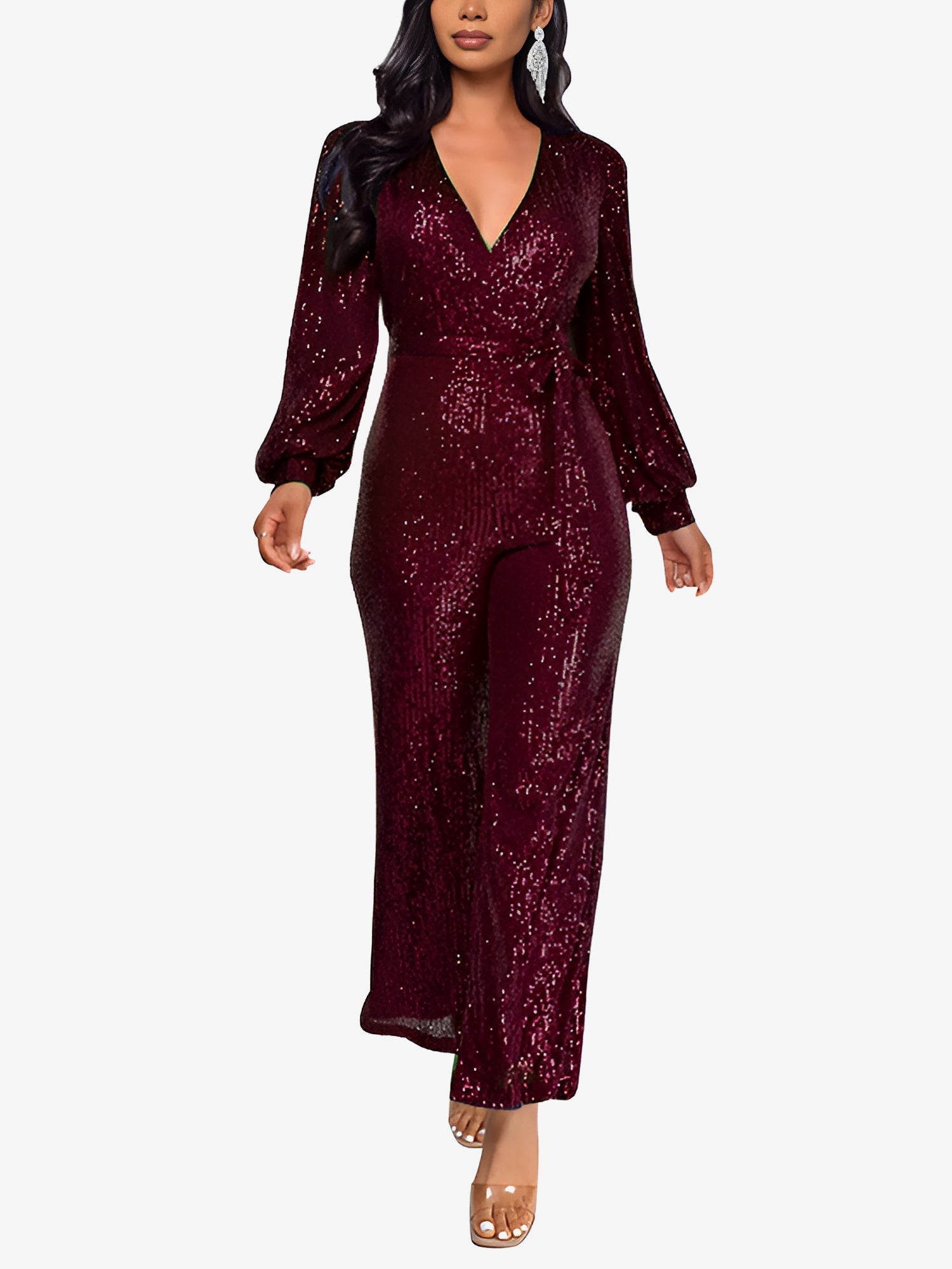 Glimvera - Women’s Glitter Long Sleeve Jumpsuit