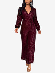 Glimvera - Women’s Glitter Long Sleeve Jumpsuit
