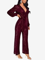 Glimvera - Women’s Glitter Long Sleeve Jumpsuit