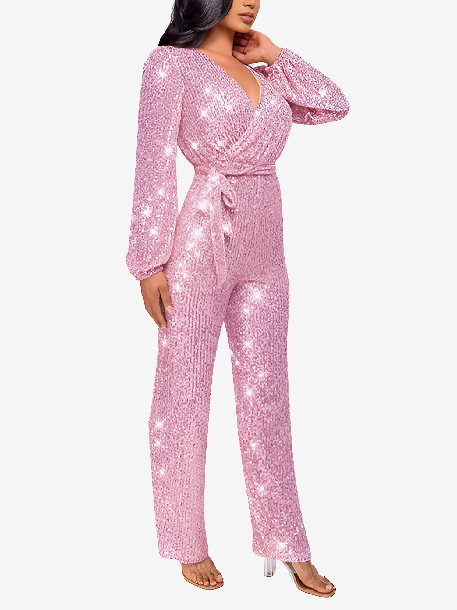 Glimvera - Women’s Glitter Long Sleeve Jumpsuit