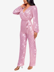 Glimvera - Women’s Glitter Long Sleeve Jumpsuit