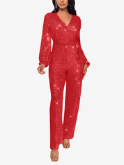 Glimvera - Women’s Glitter Long Sleeve Jumpsuit