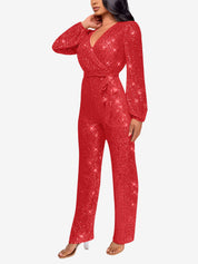 Glimvera - Women’s Glitter Long Sleeve Jumpsuit