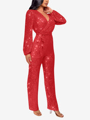 Glimvera - Women’s Glitter Long Sleeve Jumpsuit