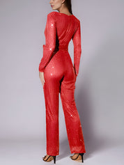 Glimvera - Women’s Glitter Long Sleeve Jumpsuit