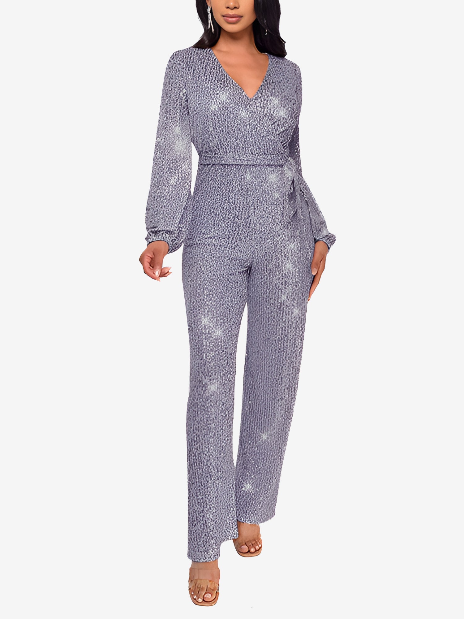 Glimvera - Women’s Glitter Long Sleeve Jumpsuit