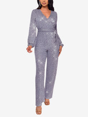 Glimvera - Women’s Glitter Long Sleeve Jumpsuit