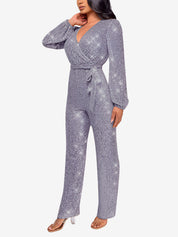 Glimvera - Women’s Glitter Long Sleeve Jumpsuit
