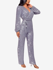 Glimvera - Women’s Glitter Long Sleeve Jumpsuit