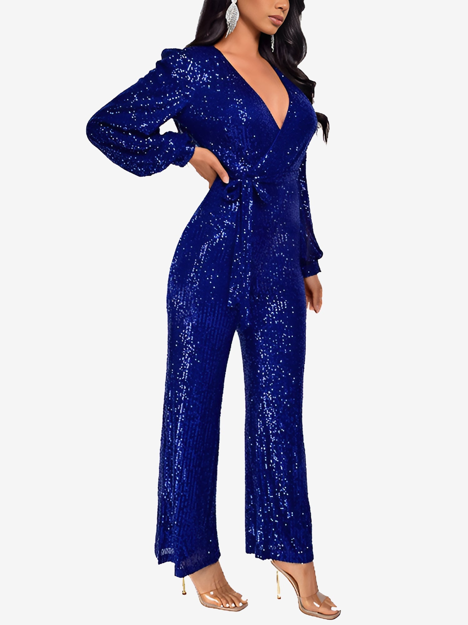 Glimvera - Women’s Glitter Long Sleeve Jumpsuit