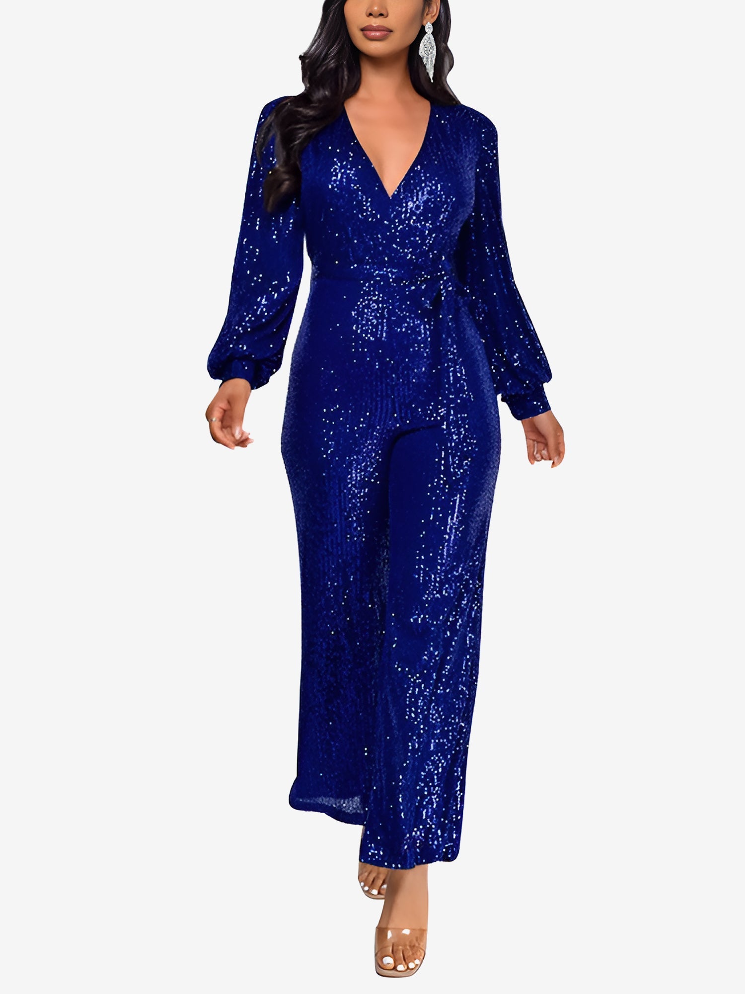 Glimvera - Women’s Glitter Long Sleeve Jumpsuit