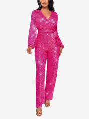 Glimvera - Women’s Glitter Long Sleeve Jumpsuit
