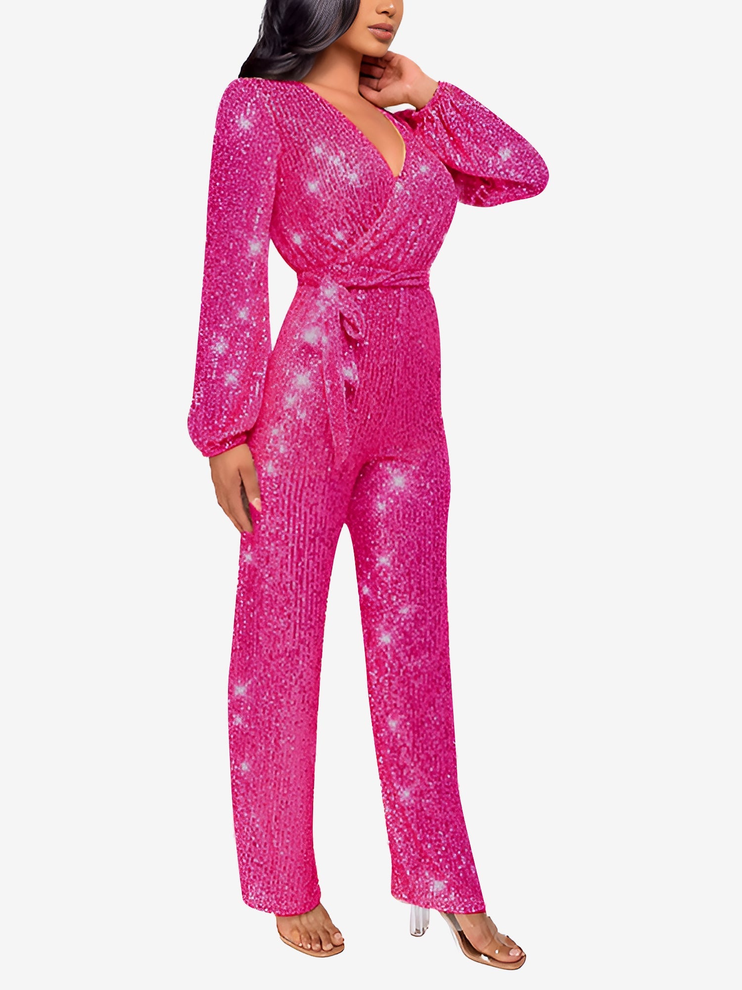 Glimvera - Women’s Glitter Long Sleeve Jumpsuit