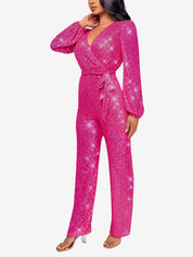 Glimvera - Women’s Glitter Long Sleeve Jumpsuit