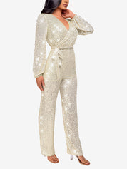 Glimvera - Women’s Glitter Long Sleeve Jumpsuit