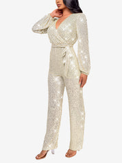 Glimvera - Women’s Glitter Long Sleeve Jumpsuit