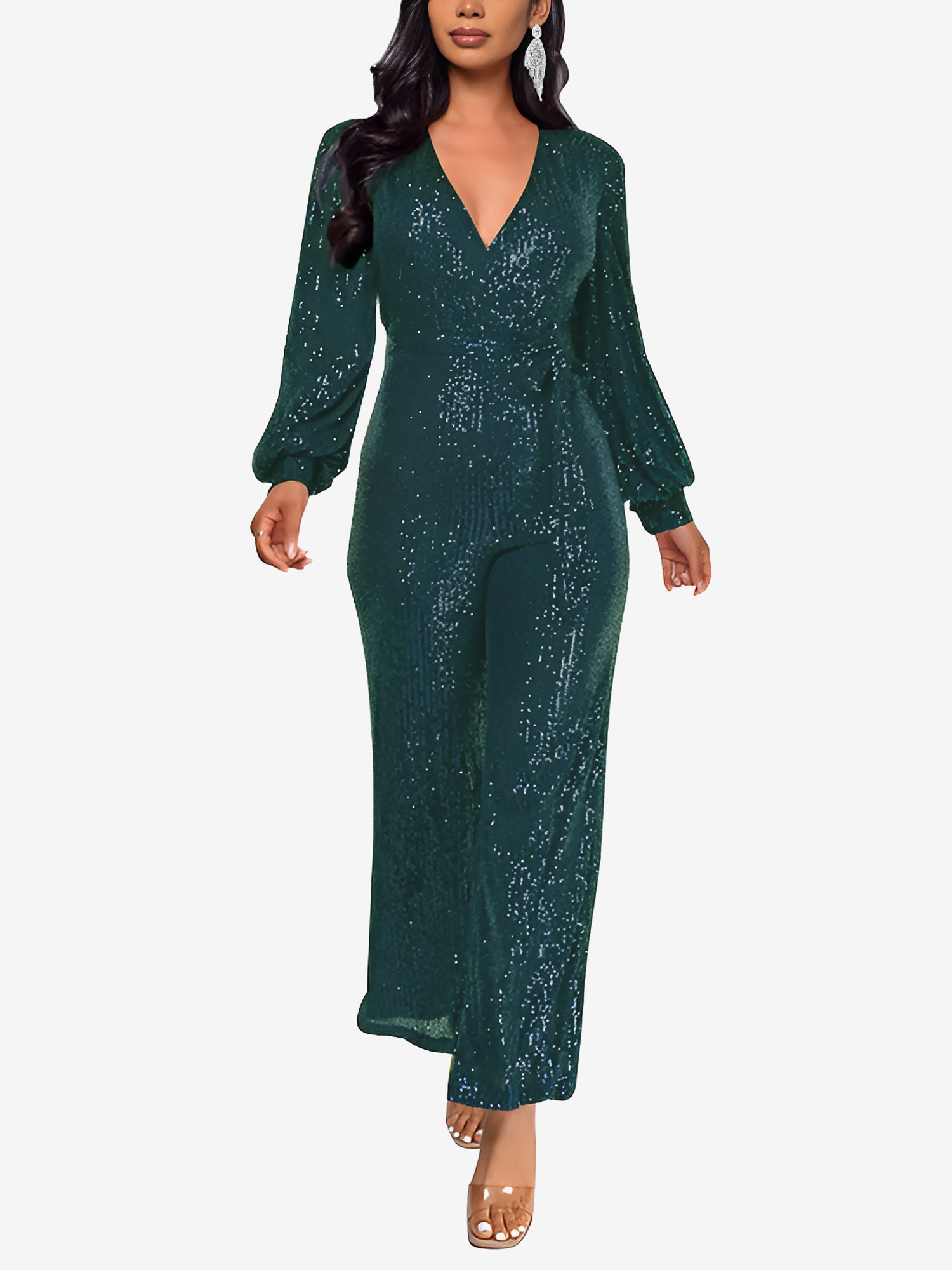 Glimvera - Women’s Glitter Long Sleeve Jumpsuit