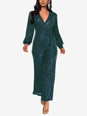Glimvera - Women’s Glitter Long Sleeve Jumpsuit