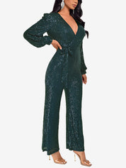Glimvera - Women’s Glitter Long Sleeve Jumpsuit