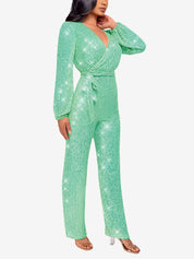 Glimvera - Women’s Glitter Long Sleeve Jumpsuit