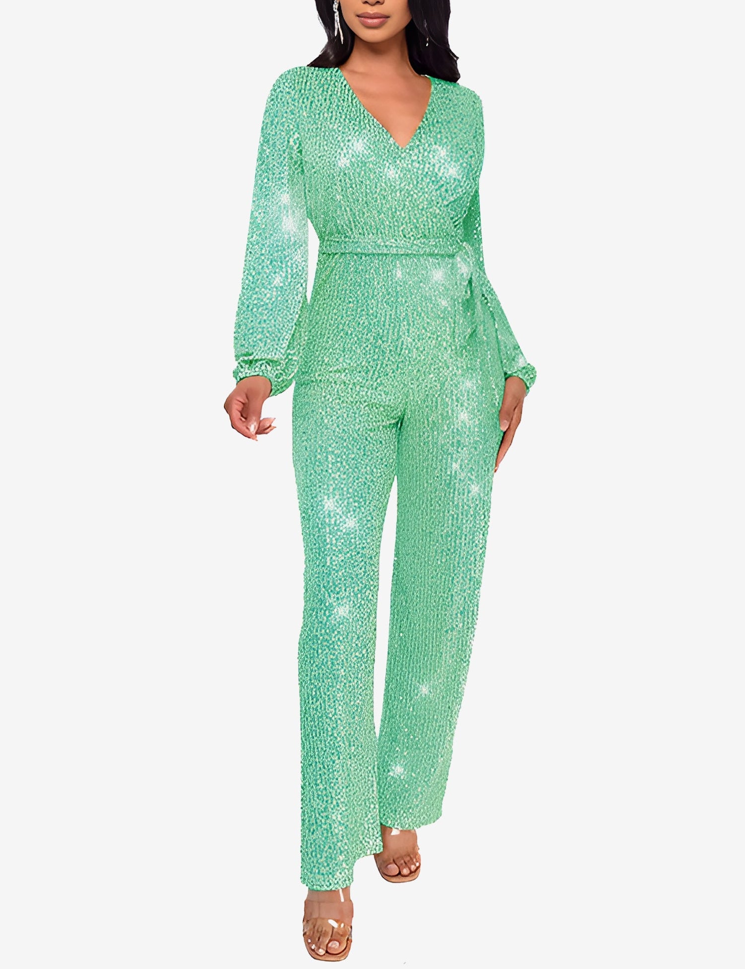 Glimvera - Women’s Glitter Long Sleeve Jumpsuit