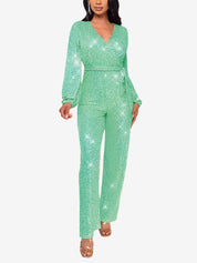 Glimvera - Women’s Glitter Long Sleeve Jumpsuit