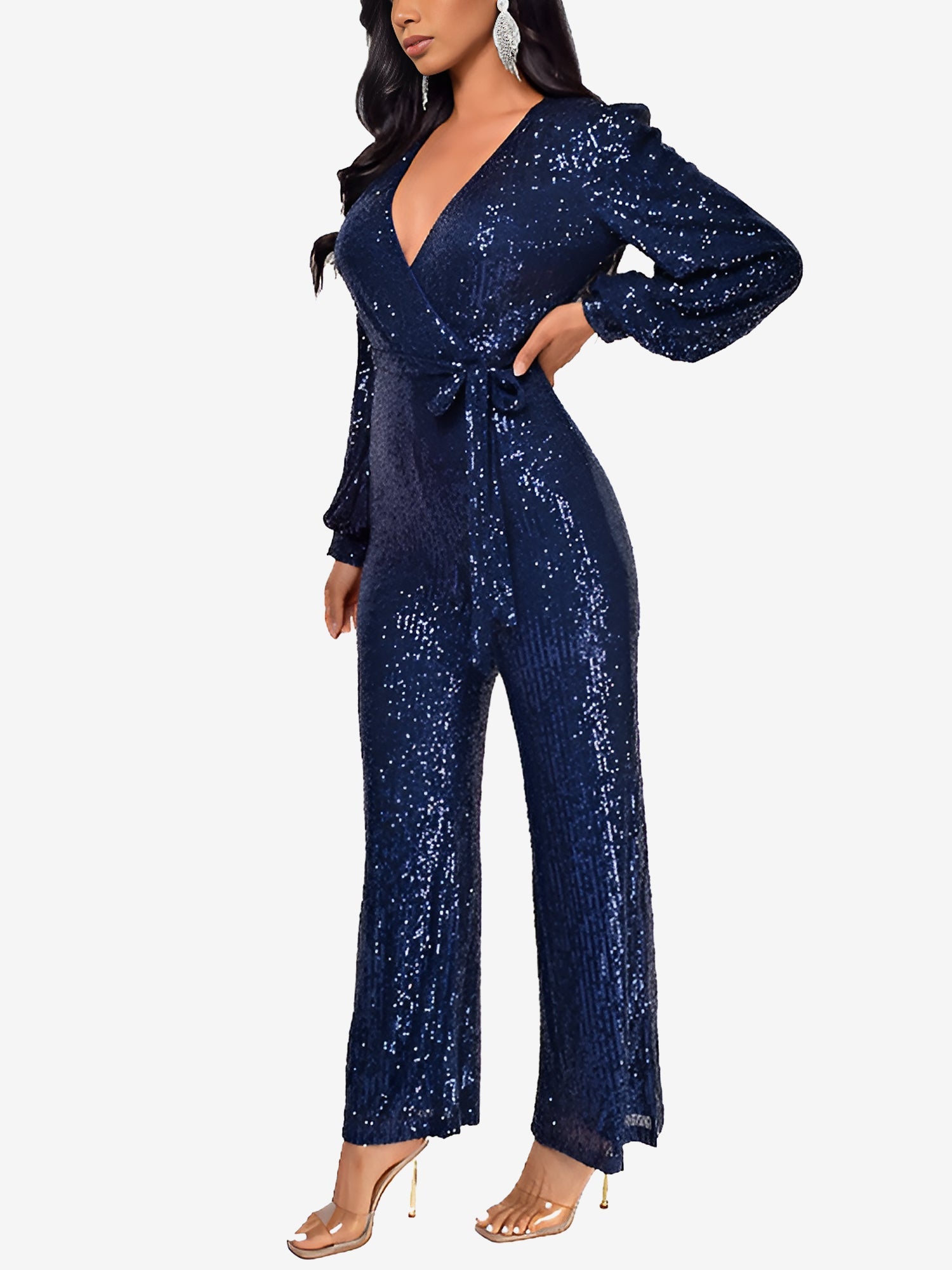 Glimvera - Women’s Glitter Long Sleeve Jumpsuit