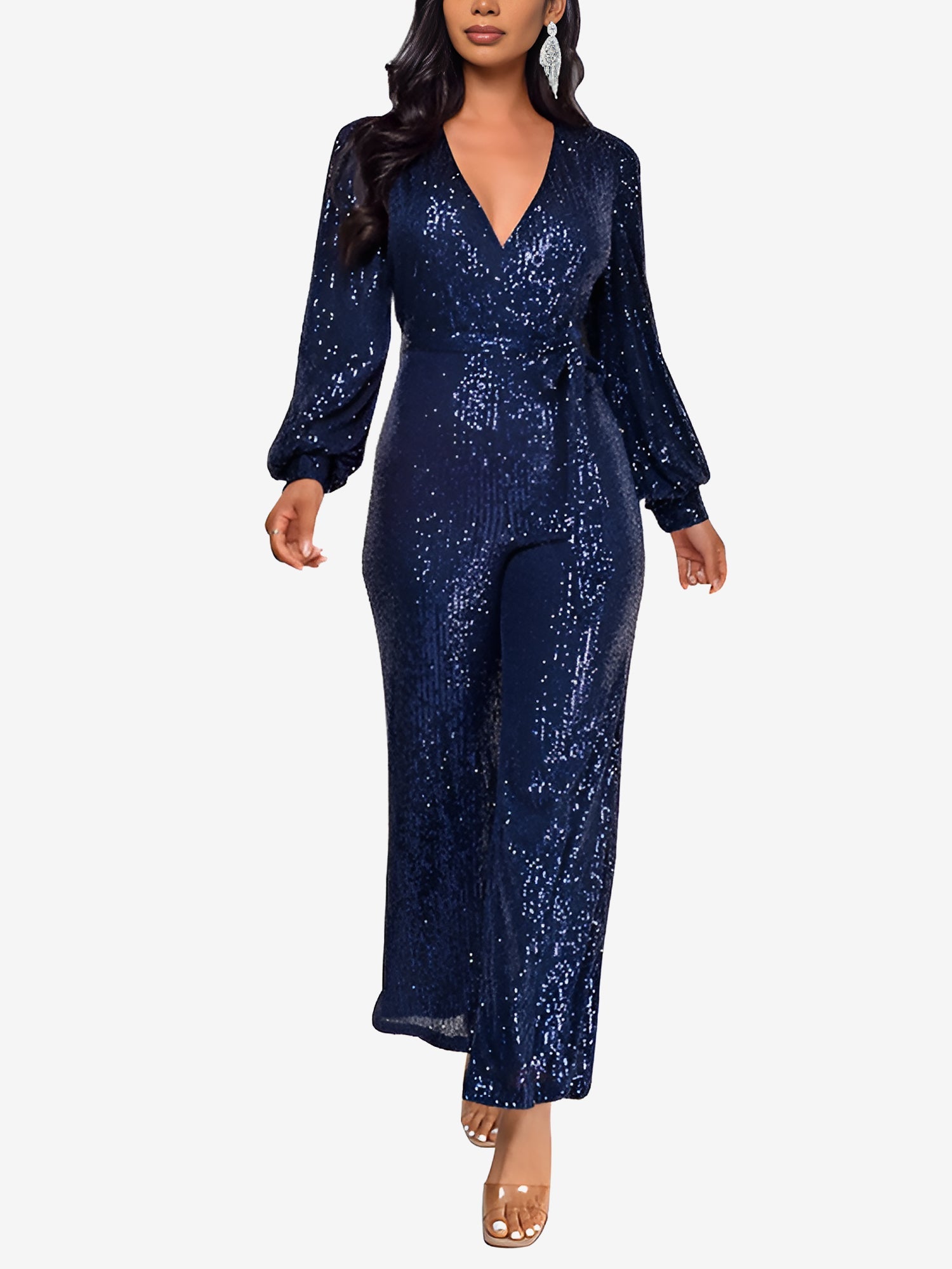 Glimvera - Women’s Glitter Long Sleeve Jumpsuit