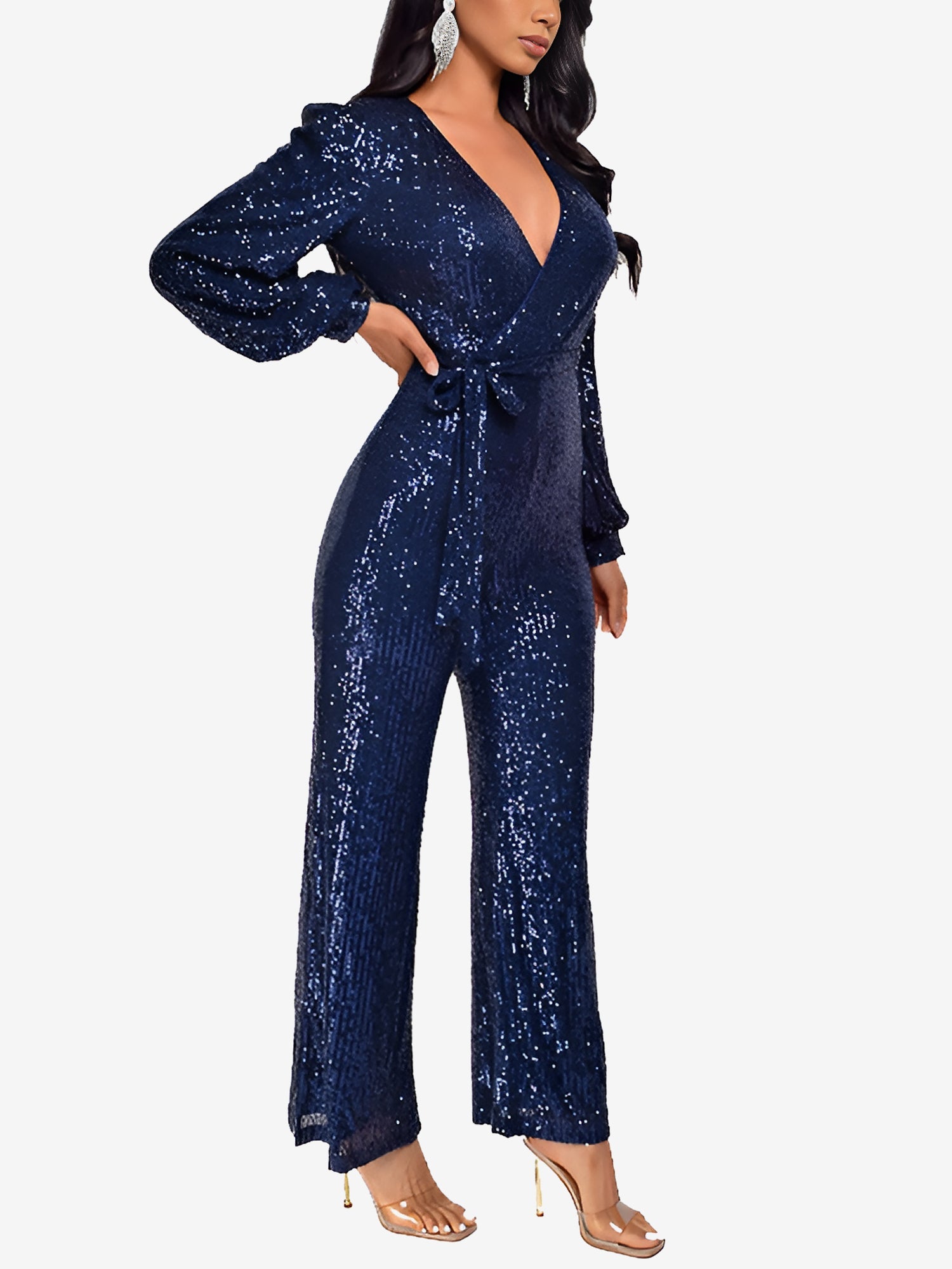Glimvera - Women’s Glitter Long Sleeve Jumpsuit
