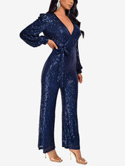 Glimvera - Women’s Glitter Long Sleeve Jumpsuit