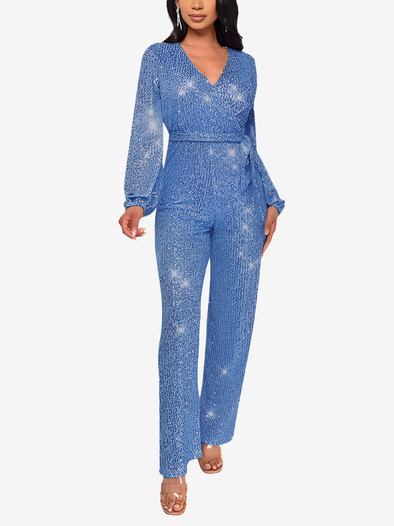 Glimvera - Women’s Glitter Long Sleeve Jumpsuit