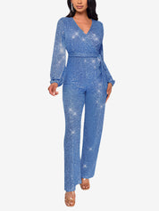 Glimvera - Women’s Glitter Long Sleeve Jumpsuit
