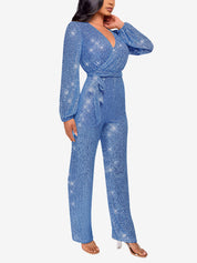 Glimvera - Women’s Glitter Long Sleeve Jumpsuit