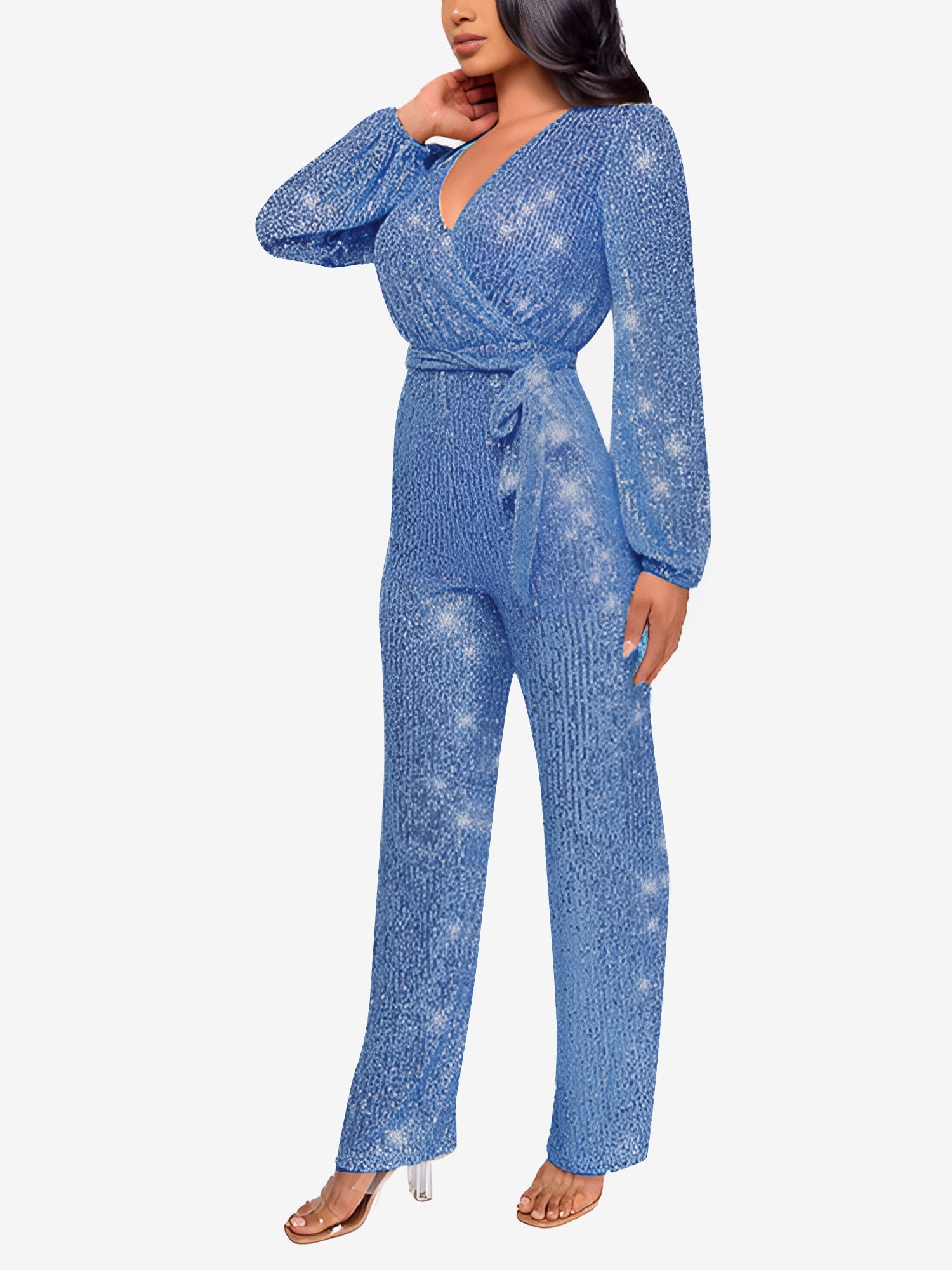 Glimvera - Women’s Glitter Long Sleeve Jumpsuit