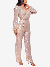 Glimvera - Women’s Glitter Long Sleeve Jumpsuit