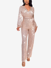 Glimvera - Women’s Glitter Long Sleeve Jumpsuit