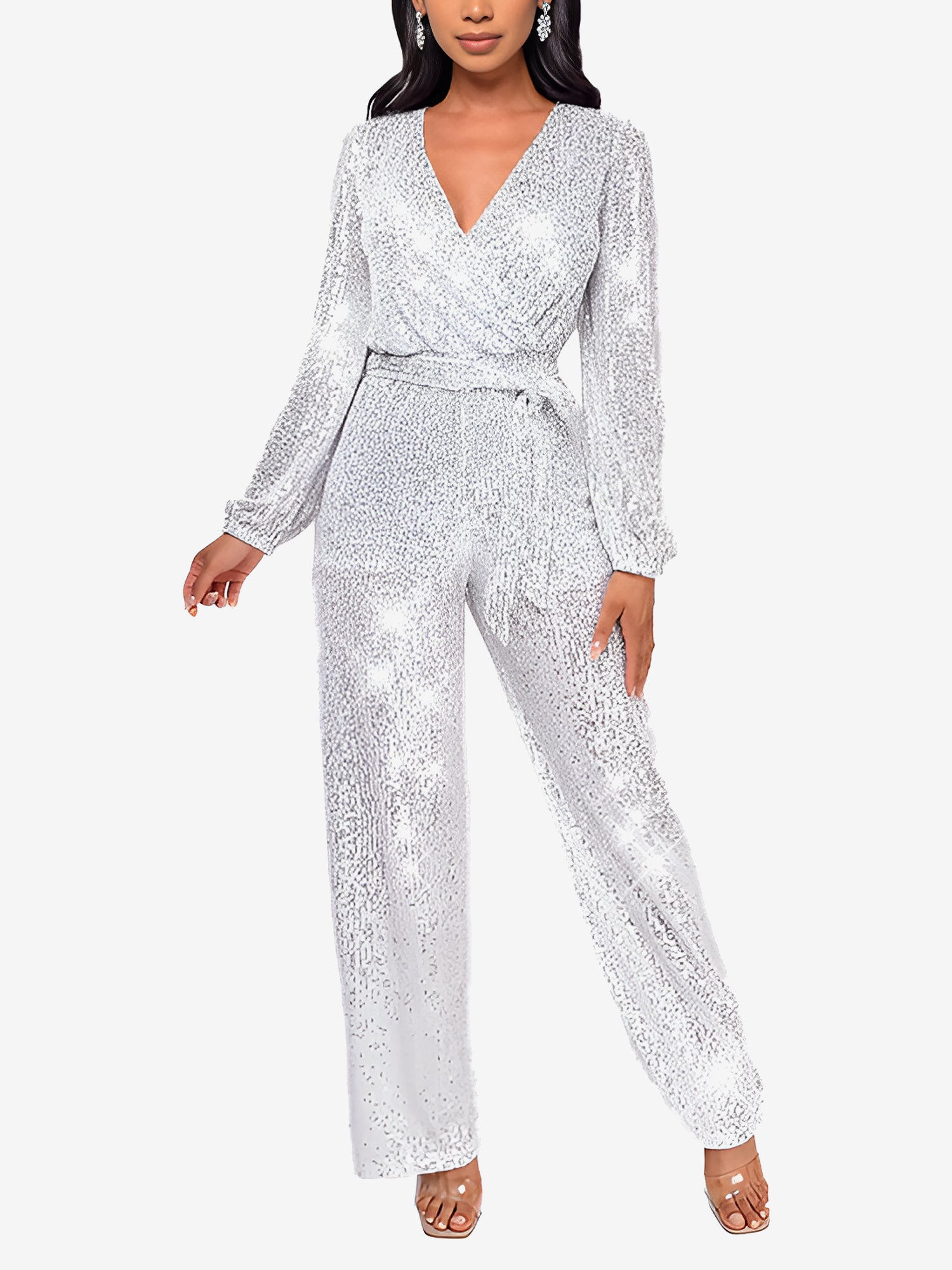 Glimvera - Women’s Glitter Long Sleeve Jumpsuit